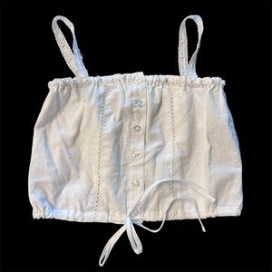 Katie J NYC White Button-Up Tween Girls Top SZ L